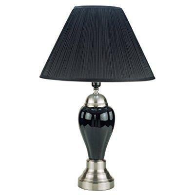 6117sn Bk Ceramic Table Lamp, Black And Silver Table Lamps