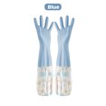 thumbnail image 3 of Guantes para lavar platos de una sola capa para tareas domésticas, guantes impermeables con mangas de empalme, guantes de goma con banda elástica de felpa para la boca, 3 of 5