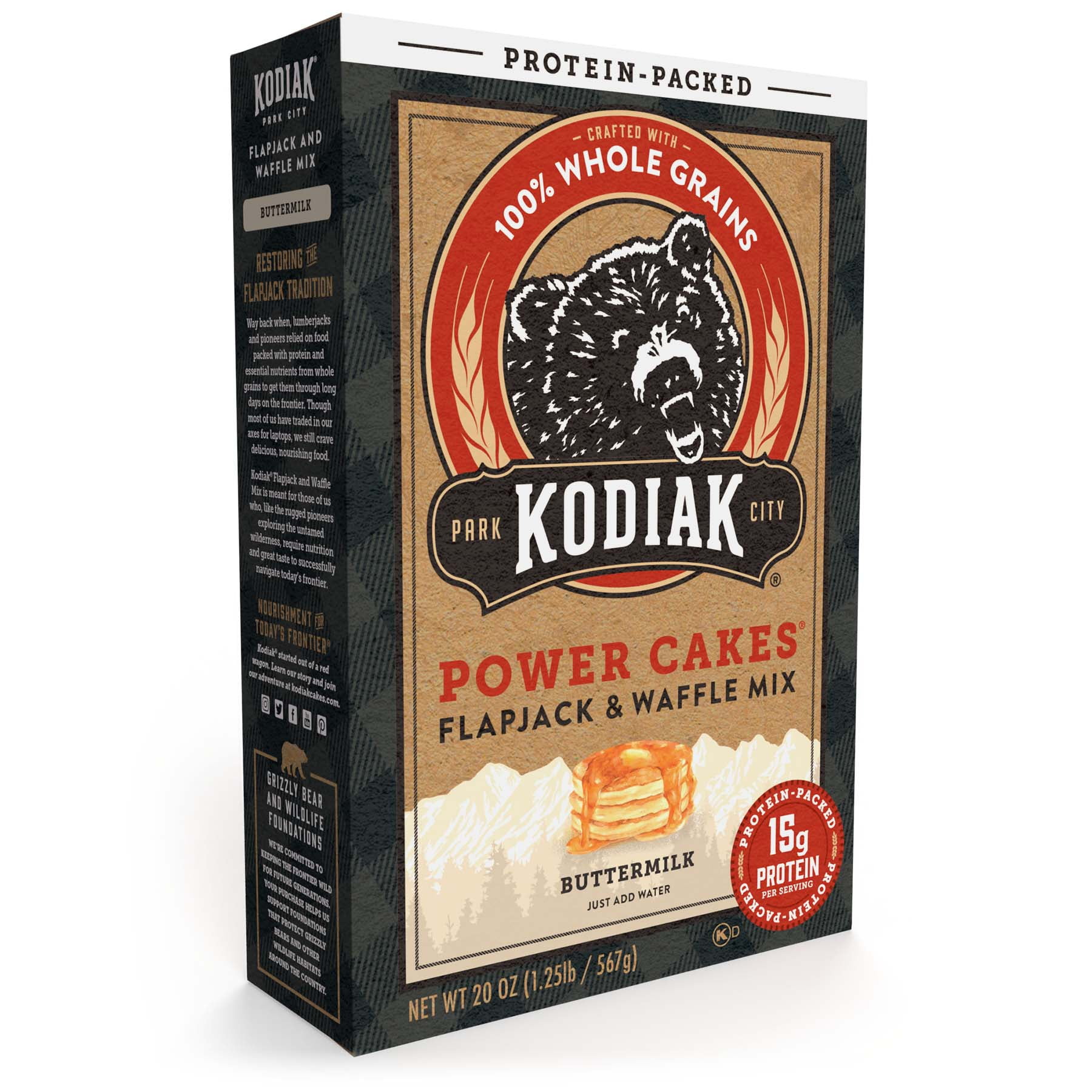 Kodiak Protein-Packed Power Cakes Buttermilk Flapjack and Waffle Mix, 20 oz