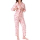 thumbnail image 2 of Conjunto de pijama de maternidad para mujeres, algodón, floral, leopardo, de manga larga, pantalones con cintura elástica, ropa de descanso para la lactancia, XL, rosa, 2 of 6