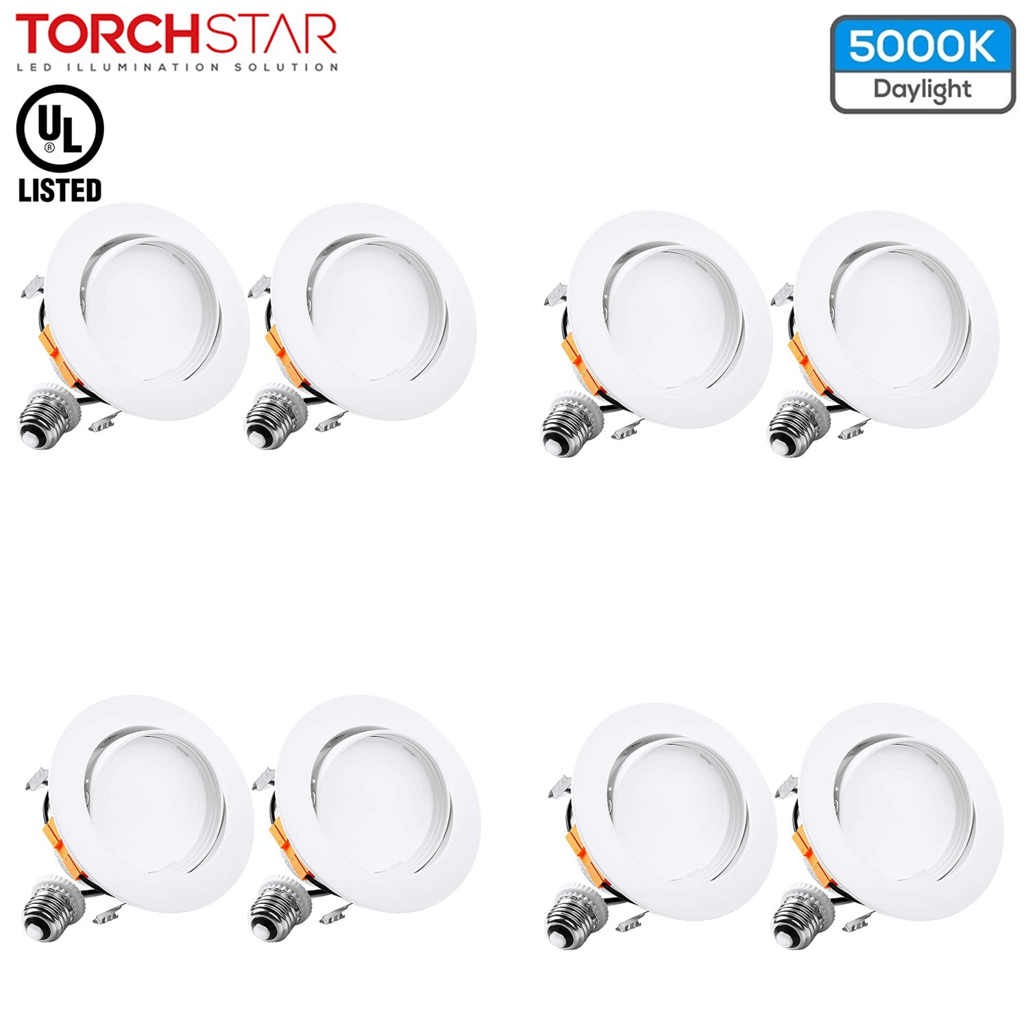 9W 4 Ultra Thin Dimmable LED Recessed Lighting Fixture Retrofit Downlight 900 Lumens 70W Equivalent LED Ceiling Light 3000K Warm White 4 Pack