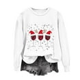 thumbnail image 4 of MaFYtyTPR Women's Long Sleeve Tops Christmas Printed Fashionable Loose Casual Regular Hoodless Pullover Sweatshirt Top White XL, 4 of 5