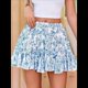 thumbnail image 4 of Falda Plisada para Mujer, Básica, Informal, de Cintura Alta, con Volantes, Acampanada, Minifalda. Azul y L, 4 of 7