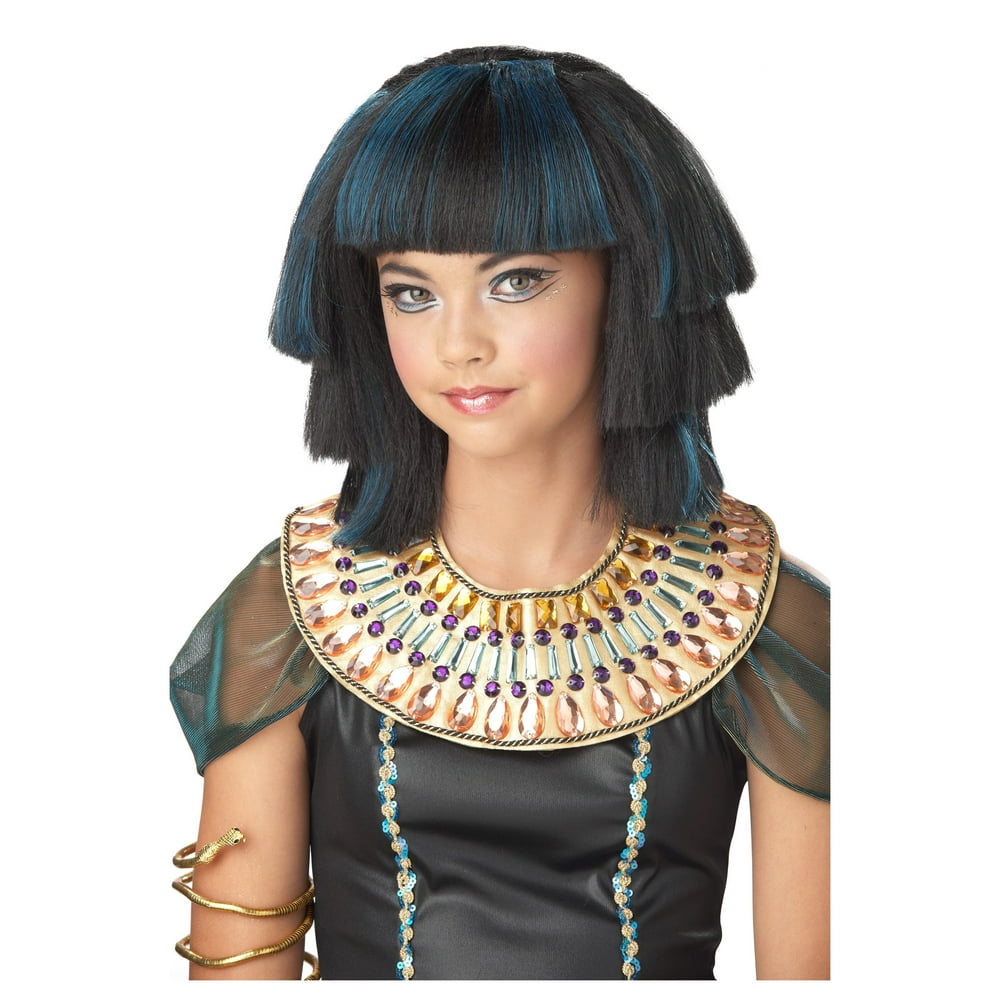 Girls Egyptian Stepped Layers Cleopatra Black Wig for Halloween