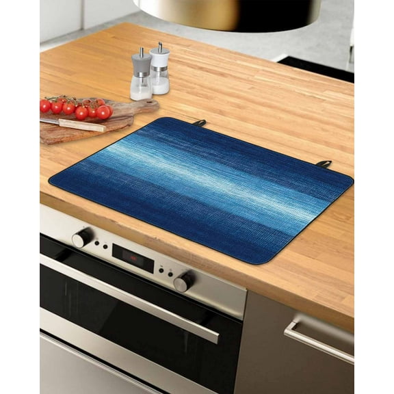 nqOlkjepod Large Induction Cooktop Protector Mat 28.5"x20.5", Blue Ombre Stove Top Covers for Electric Stove, Contemporary Minimalism Abstract Aesthetic Stove Burner Cover Mats Stove Cover
