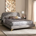 thumbnail image 5 of Baxton Studio Ingrid Glam and Luxe Light Grey Fabric Upholstered Gold Finished Legs Queen Size Platform Bed, 5 of 9