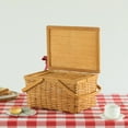 thumbnail image 2 of Woodchip Picnic Storage Basket with Cover and Movable Handles, 2 of 7