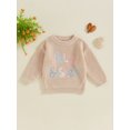 thumbnail image 2 of Toddler Baby Girls Sister Matching Knit Sweater Letter Embroidery Warm Long Sleeve Pullover Knitwear Fall Winter lothes, 2 of 8