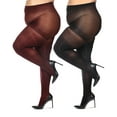 thumbnail image 2 of MeMoi Women's Curvy 2 Pair Pack Solid Control Top Tights - Mens - Male, 2 of 6