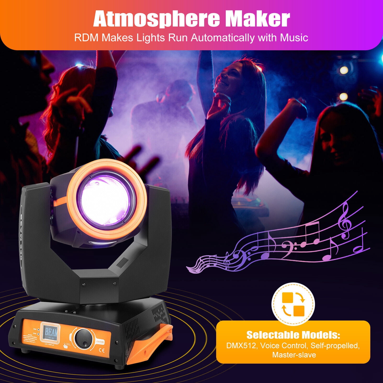 Miumaeov 7R 230W Moving Head Light 17 Gobos RGBW 14 Colors Stage Lamp Sharpy Light 16CH DMX512 for Wedding Disco Party