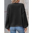 thumbnail image 5 of Jersey tipo cárdigan Saodimallsu de punto grueso de gran tamaño negro para mujer, 5 of 5