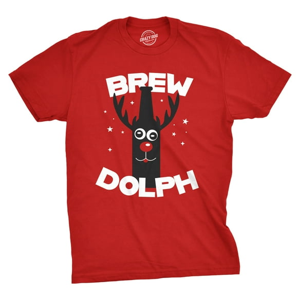 Mens Brew Dolph T Shirt Funny Christmas Drinking Tee (Red) - S