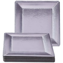 PARTY DISPOSABLE 20 PC SQUARE CHARGER SET | 20 Charger Dinner Plates | Heavyweight Paper Plates | Elegant Metallic Silver Finish | for Upscale Wedding and Dining (Charger Collection – Metallic/Silver)