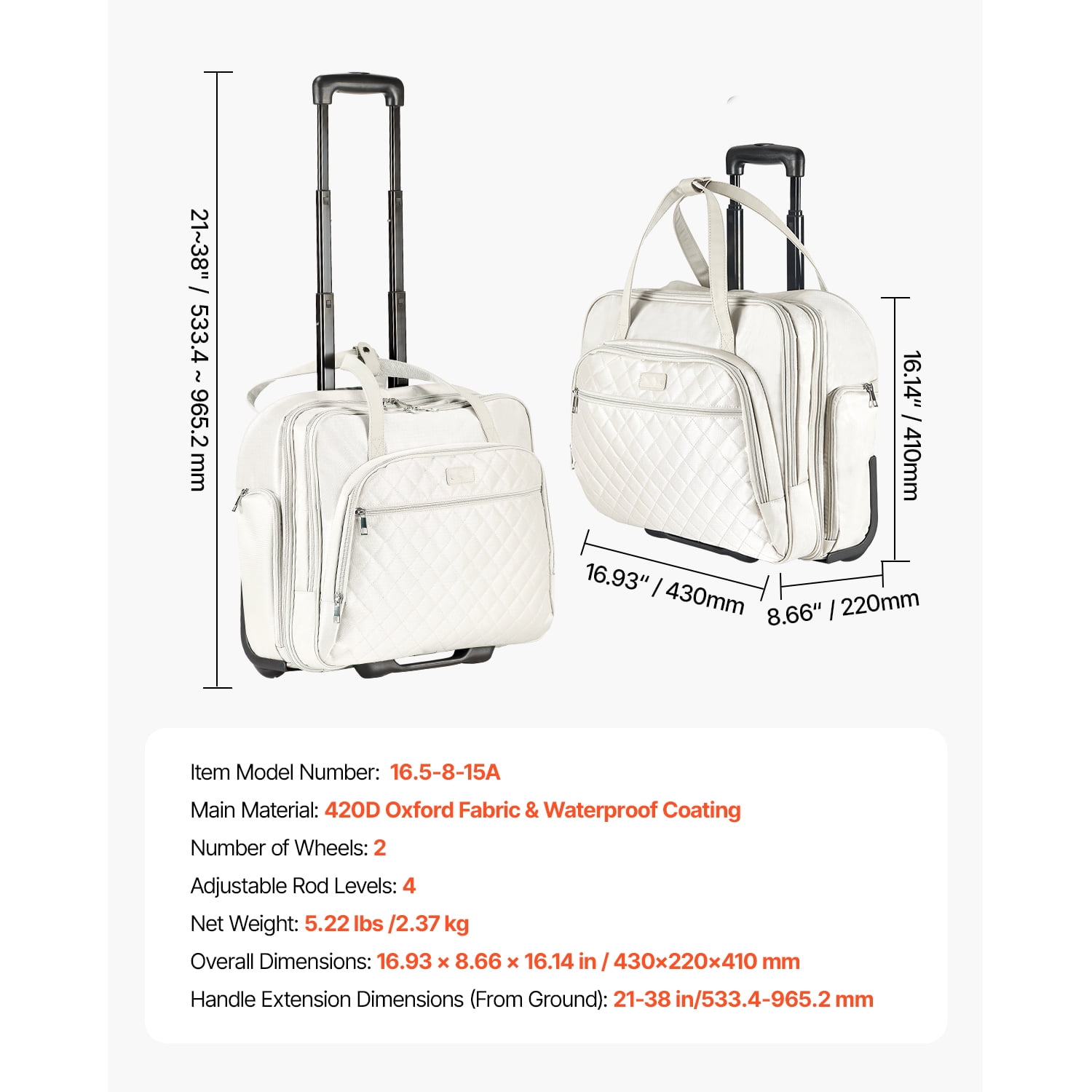 KFFKFF Mobile Laptop Carrier, Accommodates Laptops up to 15.6 Inches, Wheeled Office Bag, Computer Travel Tote with 2 Stable Wheels & Extendable Handle, Suitable for Work Trips, Business Offices