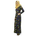 thumbnail image 2 of Bimba Womens Muslim Printed Jilbab Dress Designer Abaya With Pockets & Hijab, 2 of 6