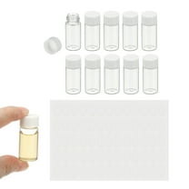 5ml Clear Glass Vials, 10Pcs Sample Vials with Screw Cap Reagent Media Bottle with Labels Leak-Proof Liquid Sample Glass Vial for Lab Laboratory