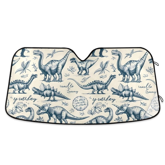 Dinosaurs Sketch Art Car Windshield Sun Shade Foldable Car Front Window Visor Heat and UV Protection 53x23.5