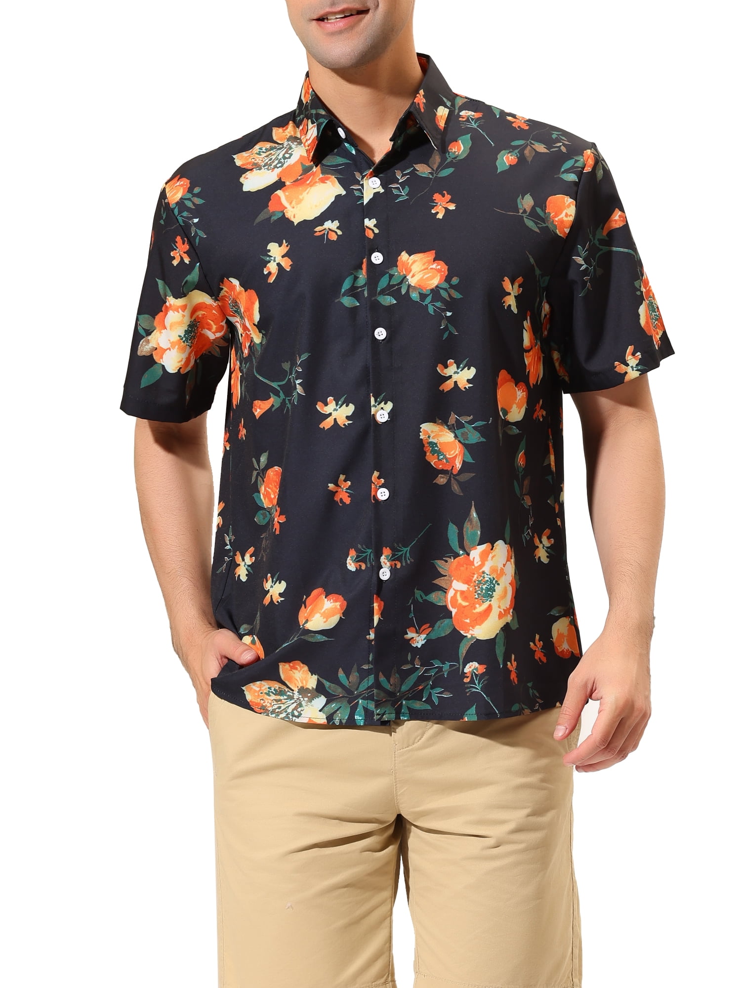 Lars Amadeus Men's Summer Floral Shirt 