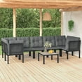 thumbnail image 1 of vidaXL 8 Piece Garden Lounge Set Black and Grey Poly Rattan, 1 of 5