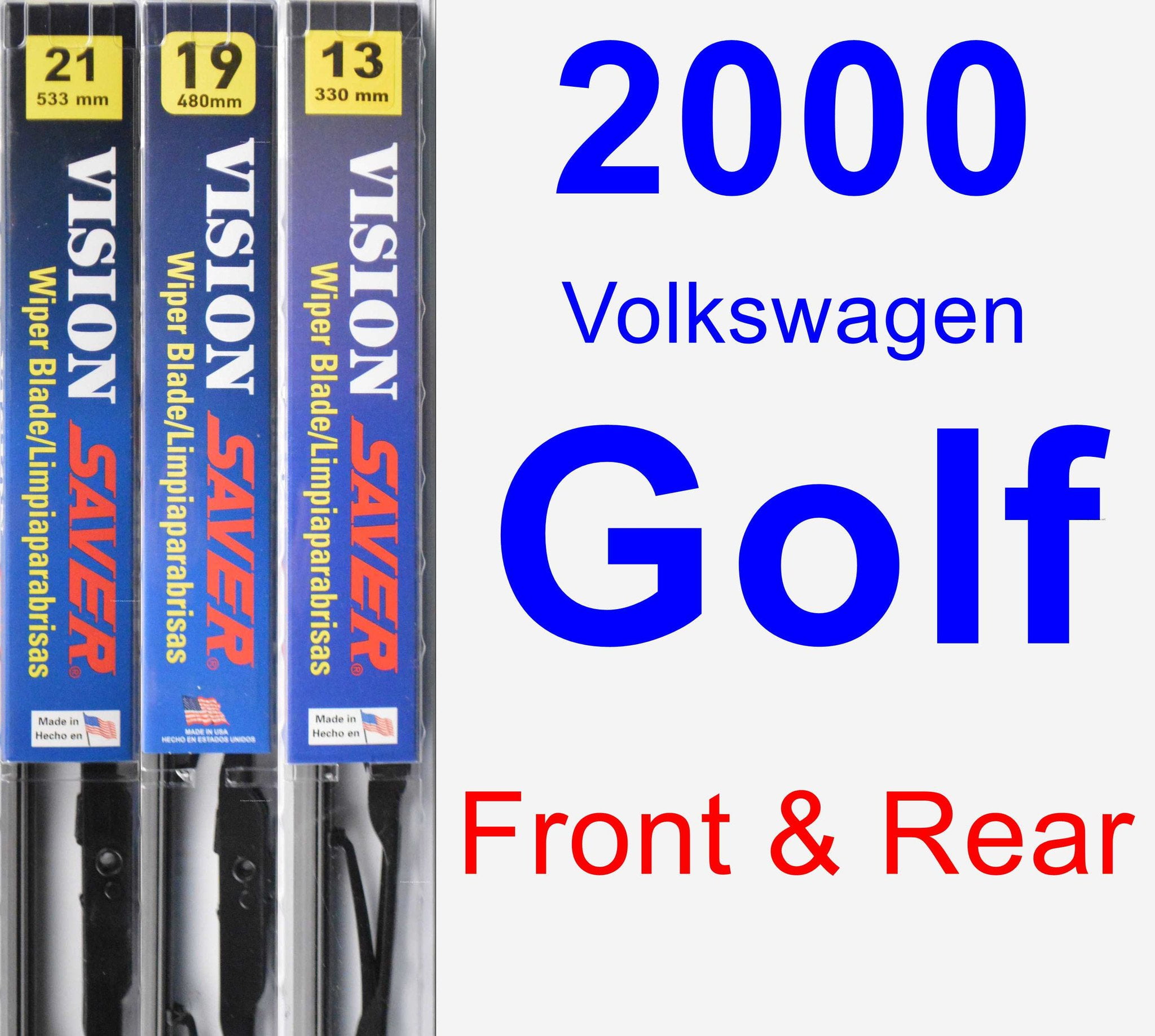 2000 Volkswagen Golf Wiper Blade Set/Kit (Front & Rear) (3 Blades