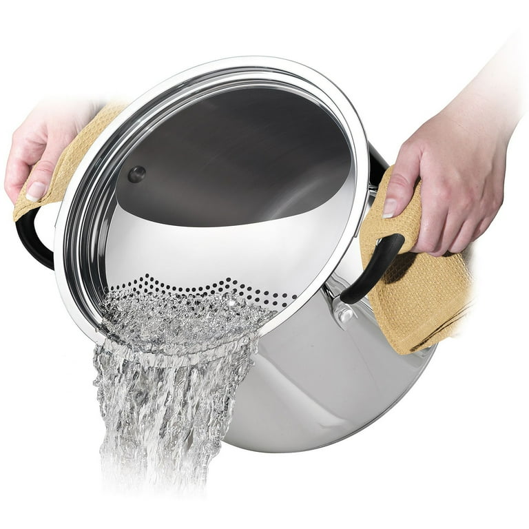 Tramontina Lock-N-Drain Stainless Steel Quart Covered Stock Pot