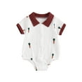 thumbnail image 3 of Infant Baby Boy Summer Jumpsuit Cartoon Cactus/Carrots Print Short Sleeve Button Down Romper, 3 of 10