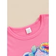 thumbnail image 4 of Kids Girls Summer T-Shirt Cartoon ElephantFlower Print Short Sleeve Round Neck Graphic Tops, 4 of 7