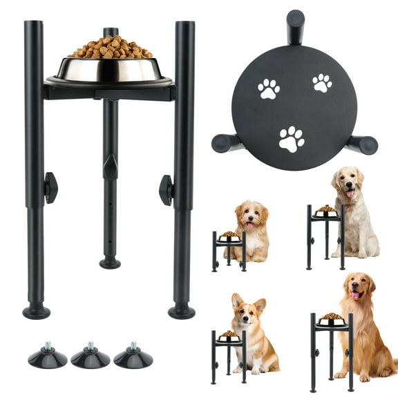 Adjustable Elevated Dog Bowl Stand, 4 Height Raised Water Feeder with Tray, Adjustable Wide 5.8-8" Dog Food Bowl Stands Holder for Medium,Large Dog(Bowl Not Included)