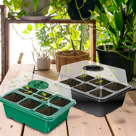 6-Hole Rectangular Plant Tray Kit with Light Extractor, Adjustable Humidity Hood, USB Powered, and White Label Box