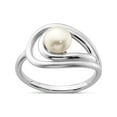 thumbnail image 1 of Sterling Silver Rhodium-Plated Polished & Brushed (6-7mm) Fwc Pearl Ring (Size 6) Made In Thailand qr6872-6, 1 of 5