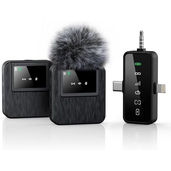 Wireless Lavalier Microphone, Portable Mic Lavalier Microphone for iPhone/Android/Camera, Mini Mic Lavalier Microphone Noise Reduction Mini Mics for Youtube Podcast Interview Vlog Livestreaming