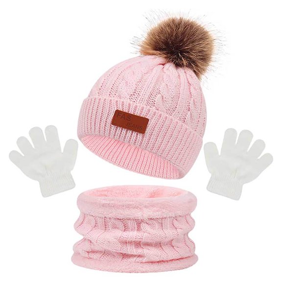 Fgnfyis Children Autumn Winter Hat Scarf and Gloves Set Warm Baby Set PK2