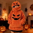 thumbnail image 3 of Junboys Halloween Head Plush Pumpkin Hoodie - Retro Long Sleeve Sweatshirt Costume Cosplay for Men and Women, Comfy Loungewear Funny Shirt & Halloween Gift,Saffron L, 3 of 8