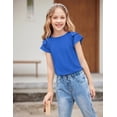 thumbnail image 3 of Arshiner Girls T Shirts Ruffle Short Sleeve Round Neck Loose Blouse Summer Solid Color Casual Girl Tee Tops, 3 of 6
