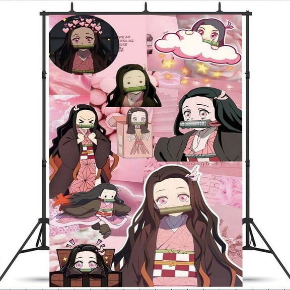 Nezuko Kamado Demon Slayer Party Supplies Background Backdrop Taspestry Banner Poster Decor Decorations