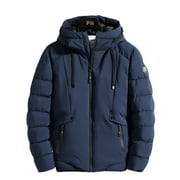 Opperiaya Men's Coat Autumn Winter Warm Thick Zipper Hooded Jacket for Vacation