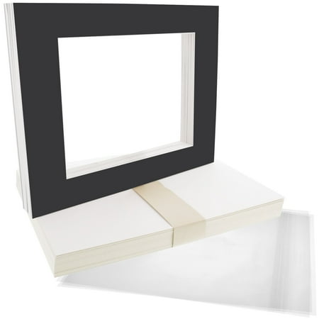 US Art Supply Art Mats Acid-Free Pre-Cut 5x7 Black Picture Mat Matte Sets. Includes a Pack of 25 White Core Bevel Cut Mattes for 4x6 Photos, Pack of 25 Backers & 25 Clear Sleeve (Best Way To Cut Hardie Backer Board)
