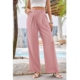 thumbnail image 4 of Yesfashion Wide Leg Pants Women's High Elastic Waisted in The Back Business Work Trousers Long Straight Suit Pants, 4 of 8