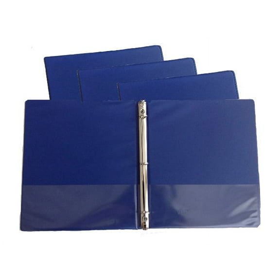 Blue Vinyl Standard 3-Ring Binders, 1/2-Inch, for 8.5" x 11" Sheets, with Inside Pockets, 4-Pack