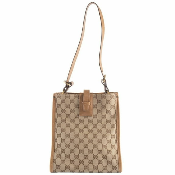 Pre-Owned Gucci GG Canvas Shoulder Bag 110292 Leather Beige Brown Women's GUCCI (Good)