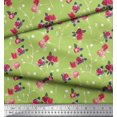 thumbnail image 2 of Soimoi Moss Georgette Fabric Leaves, & Rose Floral Printed Fabric 1 Yard 42 Inch Wide, 2 of 3