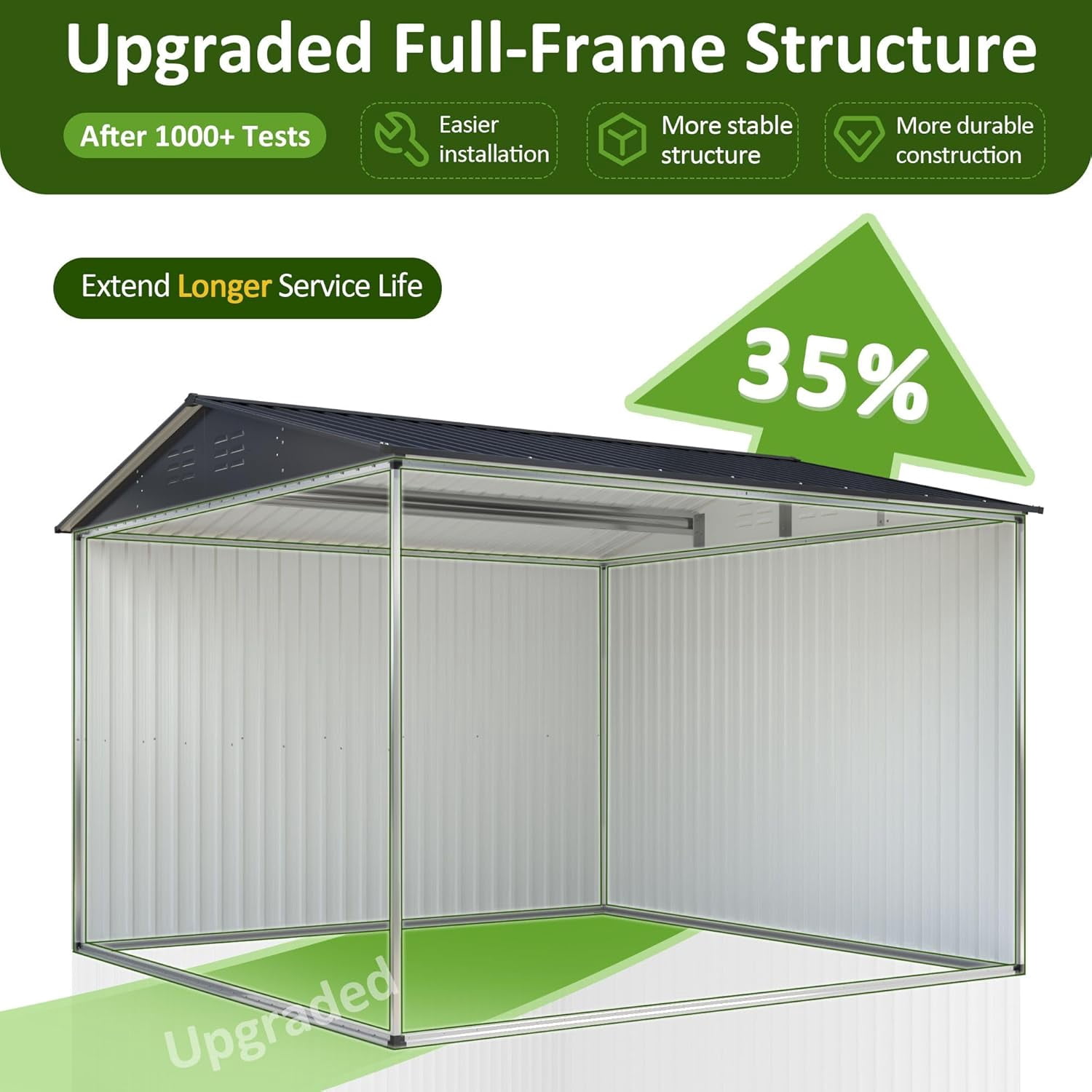 10x10 FT Outdoor Storage Shed, Metal Garden Tool Shed with Updated Frame Structure, Lockable Doors and Windows, Ideal for Backyard Garden Patio Lawn