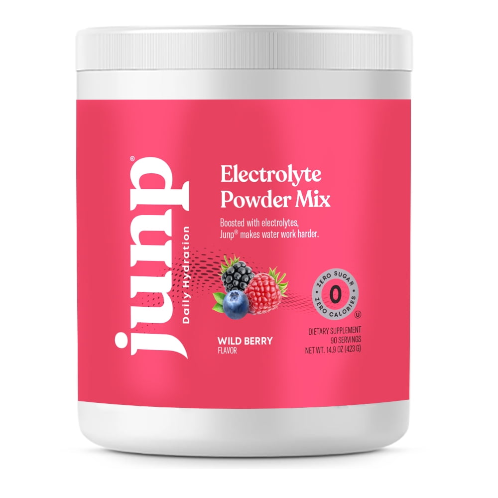 JUNP Hydration Electrolyte Powder, Electrolytes Drink Mix, Hydration Mix, Sugar Free, Gluten Free, 0 Calories, 0 Carbs, Keto Friendly, Kosher, 90 Servings. (Wild Berry)