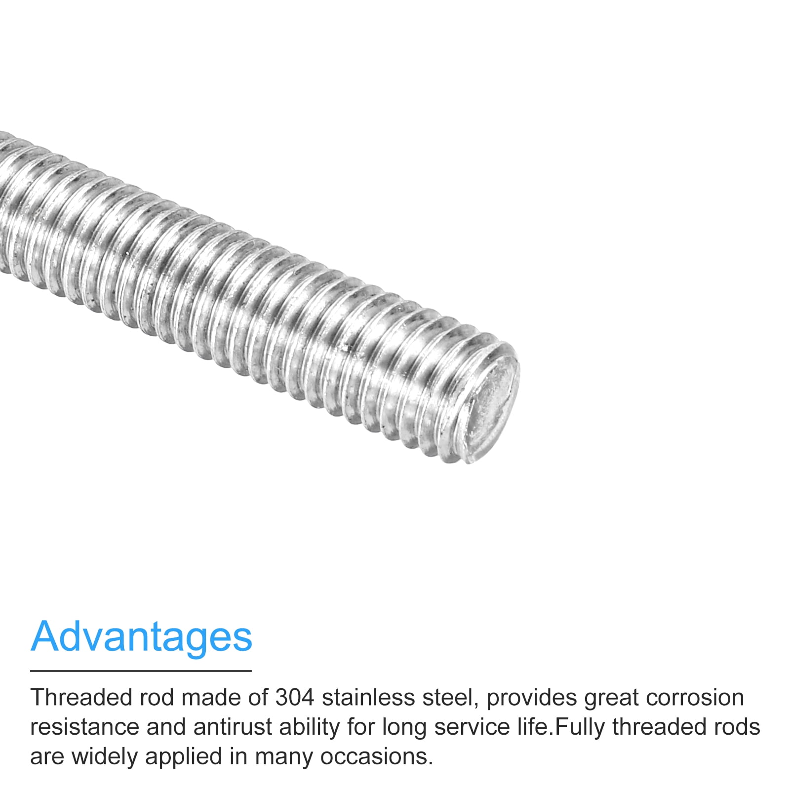 20Pack Fully Threaded Rod M8 x 90mm 1.25mm Thread Pitch 304 Stainless Steel Right Hand Threaded Rods Bar Studs