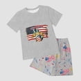 thumbnail image 4 of mgoYE Girls Boy's 250 Years America Anniversary 250th Independence Day Vintage O-Neck Shorts Set America 250th Anniversary Shorts Set Boys(Grey,11-12 Years), 4 of 7