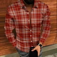 thumbnail image 4 of RongHuan Casual Plaid Shirt for Mens Fall Long Sleeve Button Down Lapel Dress Shirts Lightweight Open Front Shirt Jacket, 4 of 8