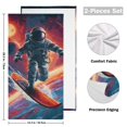 thumbnail image 2 of Astronaut on Surfboard in Universe Hand Towel Absorbent Bath Towels for Bathroom Sports Gym 28" x 14" Set of 2, 2 of 8