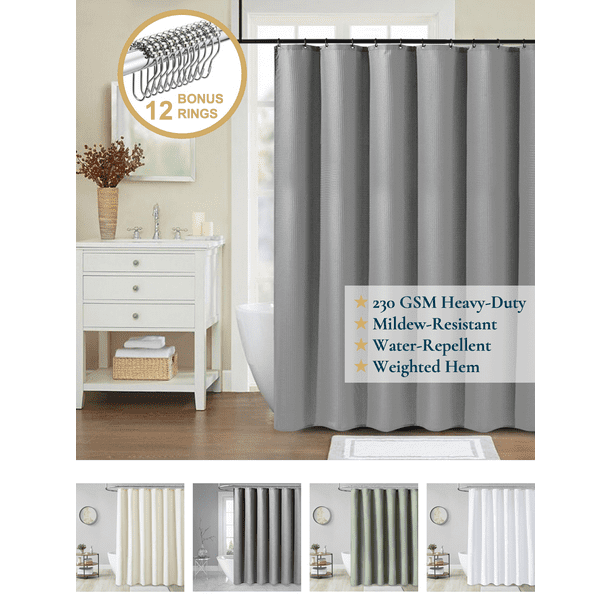 ComfiTime Fabric Shower Curtain with Hooks 230 GSM HeavyDuty