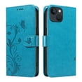 thumbnail image 3 of Nalacover Case Wallet for iPhone 12 Mini with Card Slots, Embossed Pattern PU Leather Phone Case for iPhone 12 Mini Kickstand Flip Cover Detachable Wrist Strap Magnetic Closure Folio Case, Blue, 3 of 11