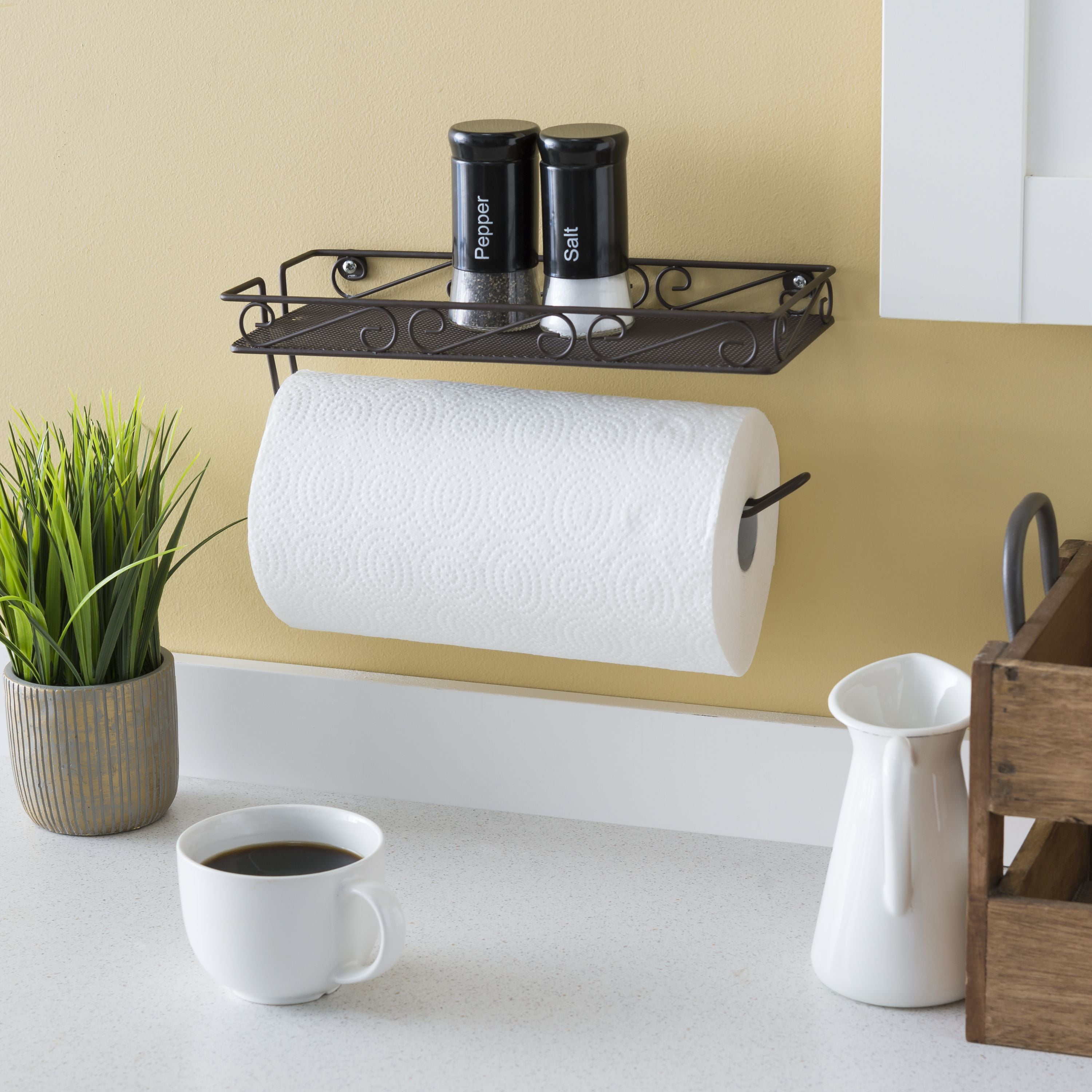 PHANCIR Kitchen Paper Towel Holder Wall Mount Under Cabinet Self